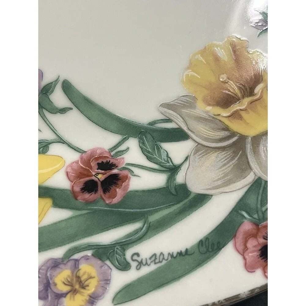 4pc LENOX The Flower Blossom Collection Dessert Plates Daffodil Rose Lily Iris